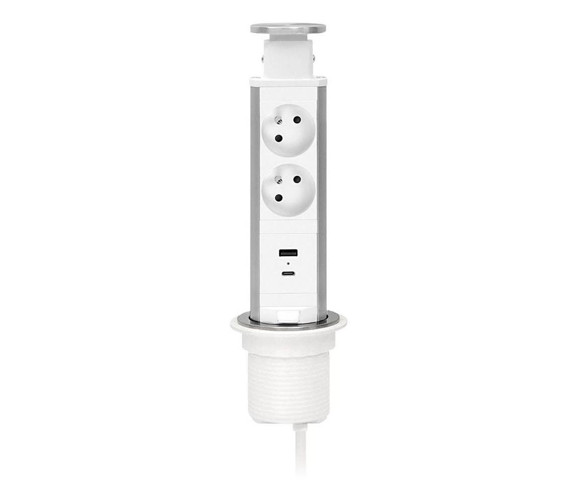 Pripojovací zásuvkový stĺpik na dosku stola 2x230V + USB-A + USB-C 4740099