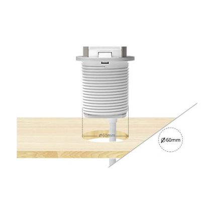 Pripojovací zásuvkový stĺpik na dosku stola 2x230V + USB-A + USB-C