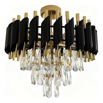 Prisadené stropné svietidlo CRISTAL 5xE14/10W/230V čierna/zlatá