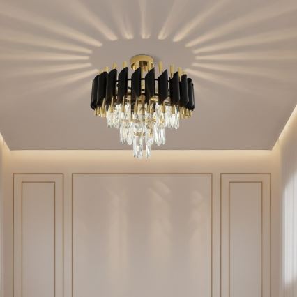Prisadené stropné svietidlo CRISTAL 5xE14/10W/230V čierna/zlatá