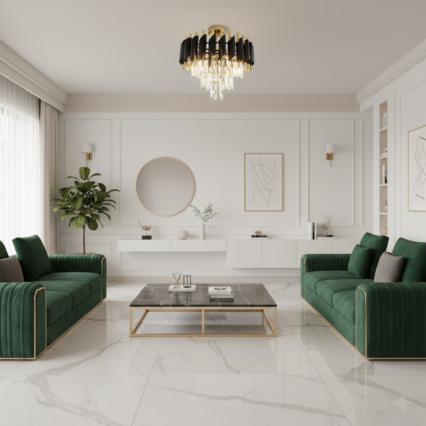 Prisadené stropné svietidlo CRISTAL 5xE14/10W/230V čierna/zlatá