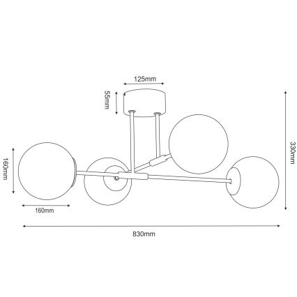 Prisadené stropné svietidlo GLAME 4xE27/15W/230V