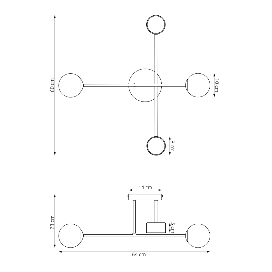 Prisadené stropné svietidlo HOLON 2xG9/8W/230V + 2xGX53/12W čierne