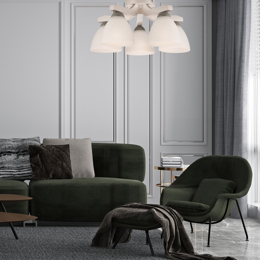 Prisadený luster ADRIANO 5xE27/60W/230V buk - FSC certifikované