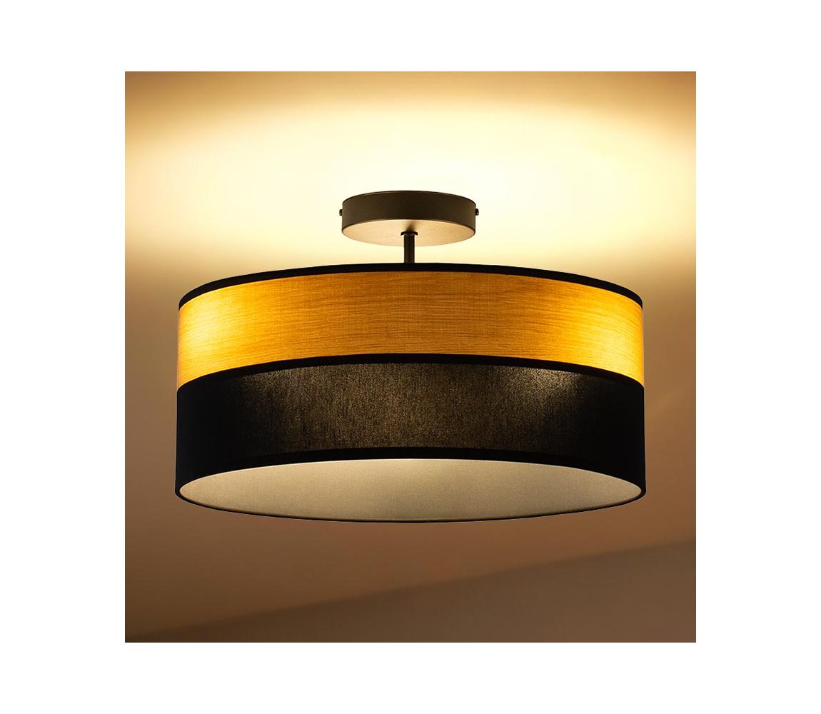 Prisadený luster ALBA 3xE27/15W/230V pr. 40 cm čierna/hnedá P-4015/3 BK+WOOD+BK