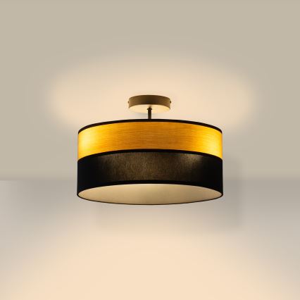 Prisadený luster ALBA 3xE27/15W/230V pr. 40 cm čierna/hnedá