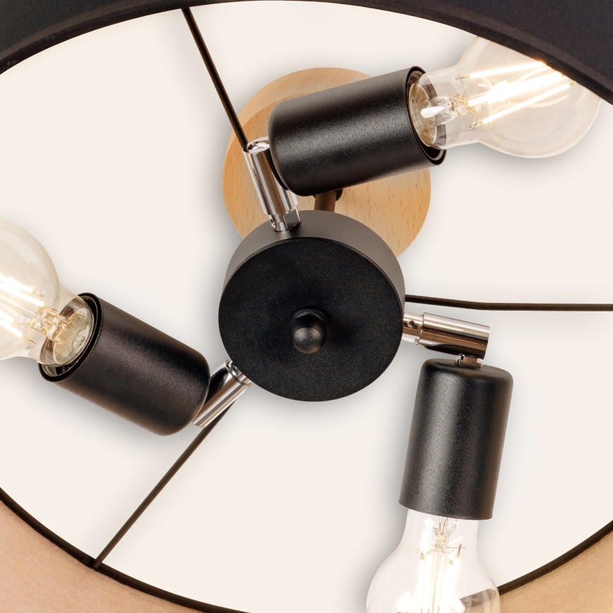 Prisadený luster ALBA 3xE27/15W/230V pr. 40 cm čierna/hnedá