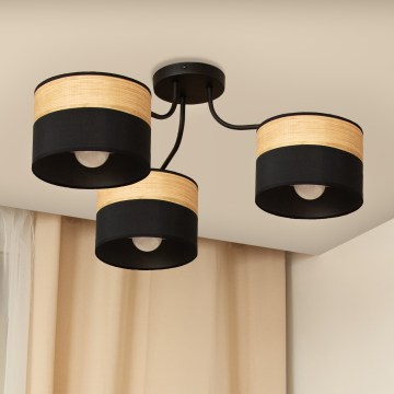 Prisadený luster ALBA 3xE27/15W/230V pr. 66 cm čierna/hnedá