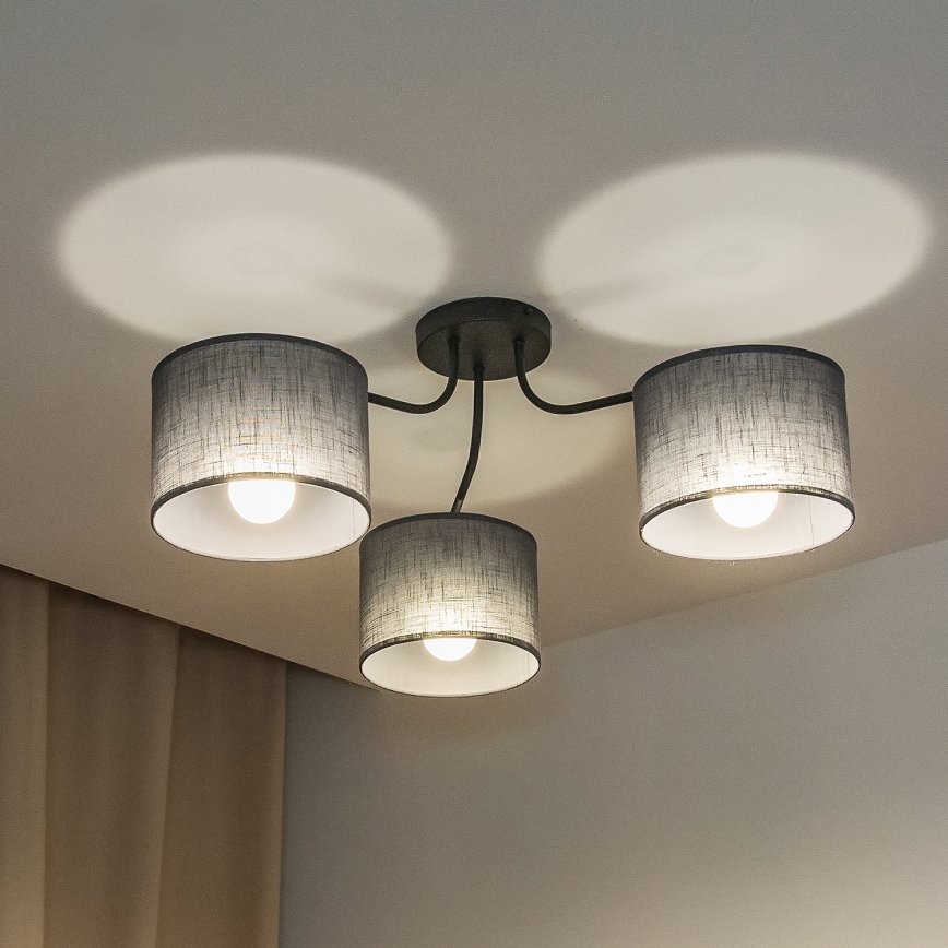 Prisadený luster ALBA 3xE27/15W/230V sivý