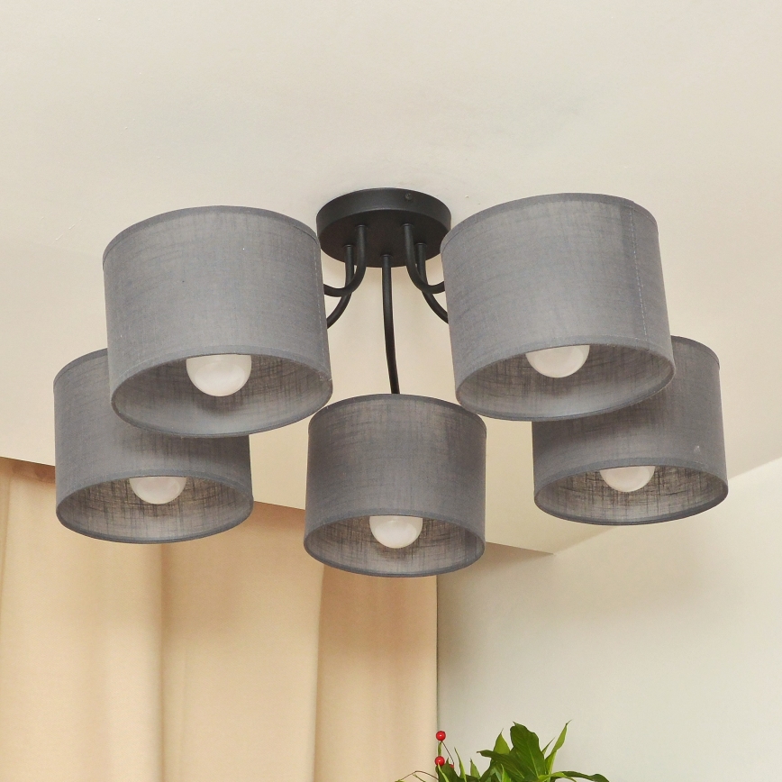 Prisadený luster ALBA 5xE27/15W/230V sivá