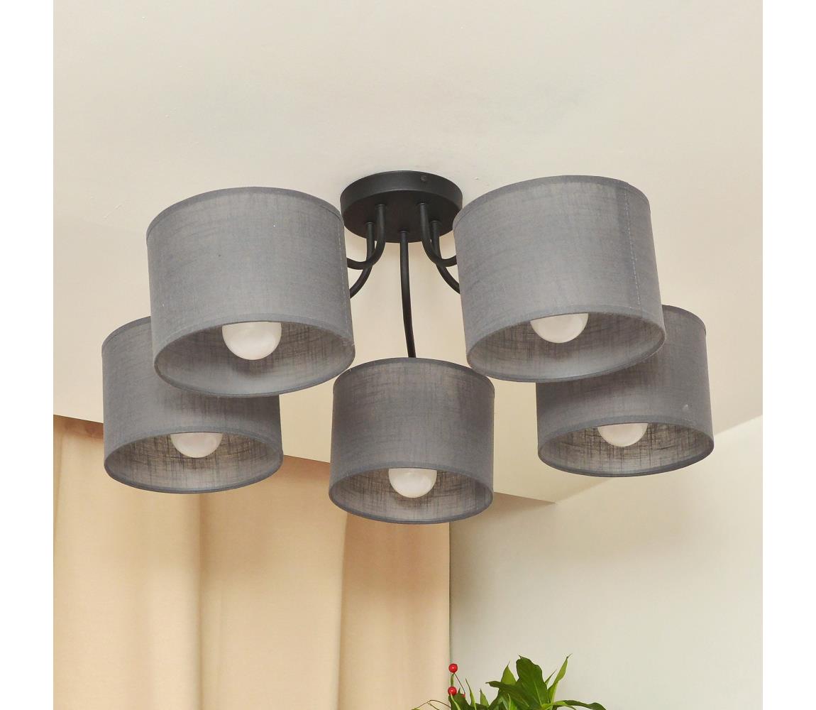Prisadený luster ALBA 5xE27/15W/230V sivá P-2015/5 BK+GR