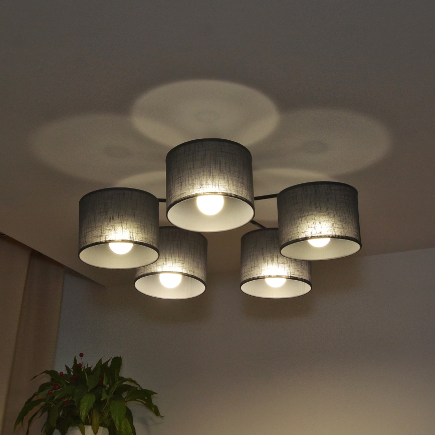 Prisadený luster ALBA 5xE27/15W/230V sivá
