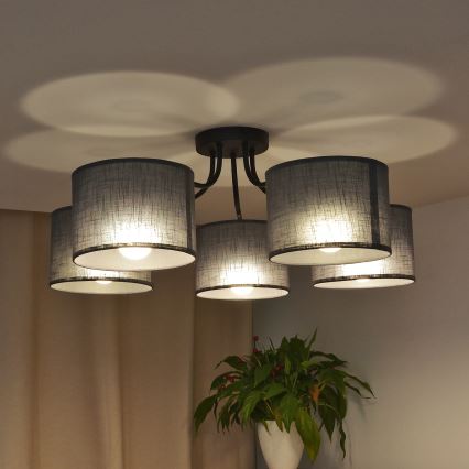Prisadený luster ALBA 5xE27/15W/230V sivá
