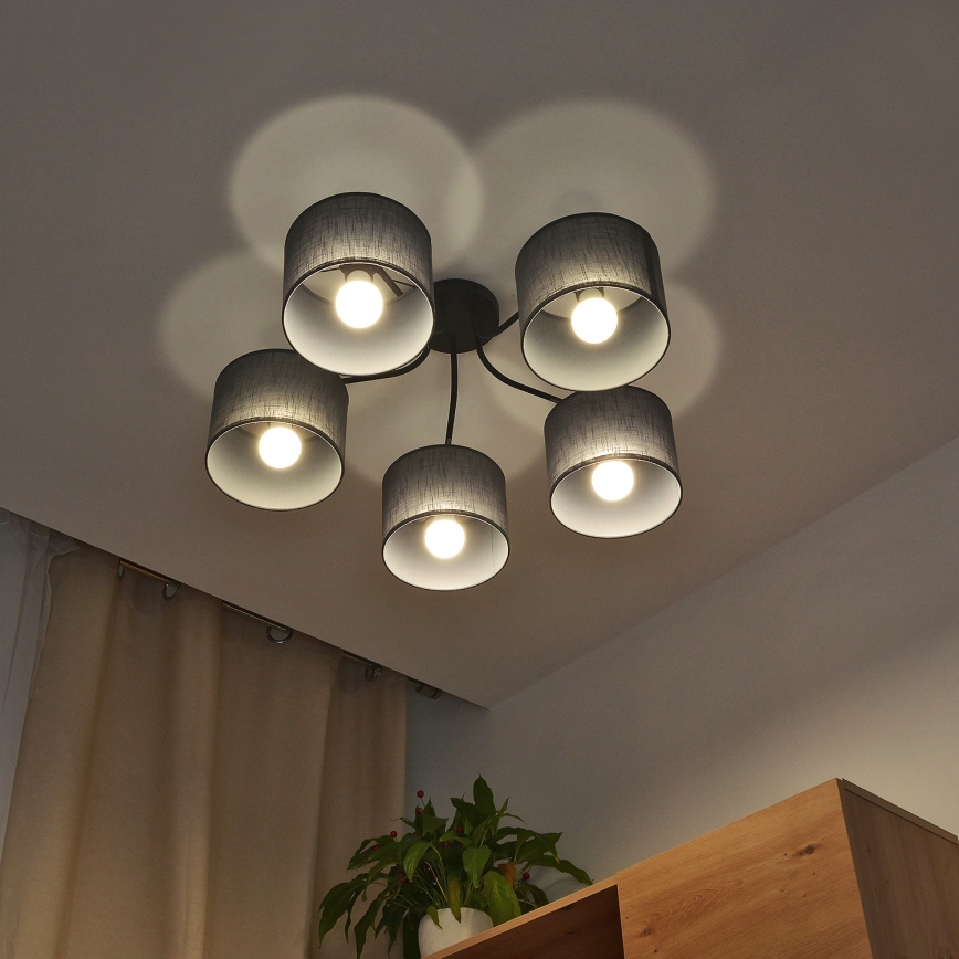 Prisadený luster ALBA 5xE27/15W/230V sivá
