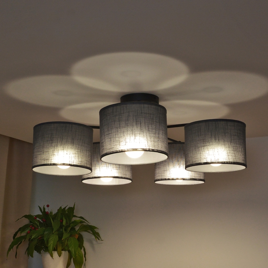 Prisadený luster ALBA 5xE27/15W/230V sivá