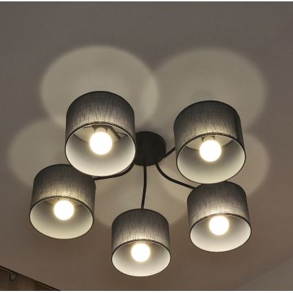Prisadený luster ALBA 5xE27/15W/230V sivá
