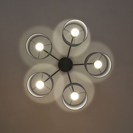 Prisadený luster ALBA 5xE27/15W/230V sivá