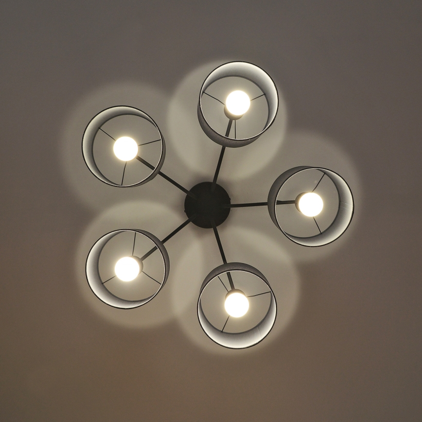 Prisadený luster ALBA 5xE27/15W/230V sivá