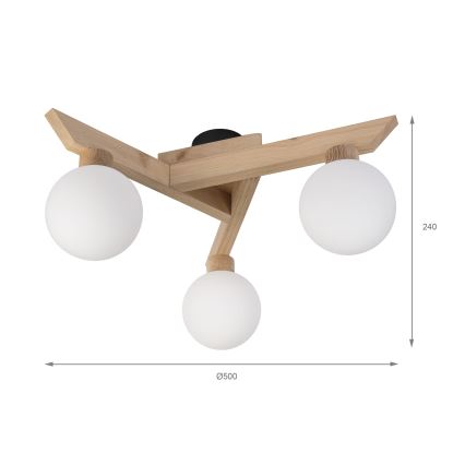 Prisadený luster ANTONIO 3xG9/5W/230V dub/biela