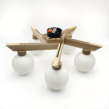 Prisadený luster ANTONIO 5xG9/5W/230V dub/biela