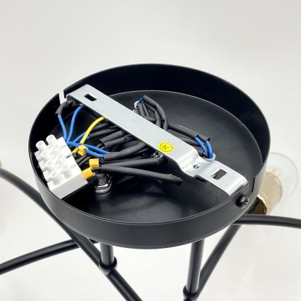 Prisadený luster ANYA 6xE27/15W/230V čierna/zlatá