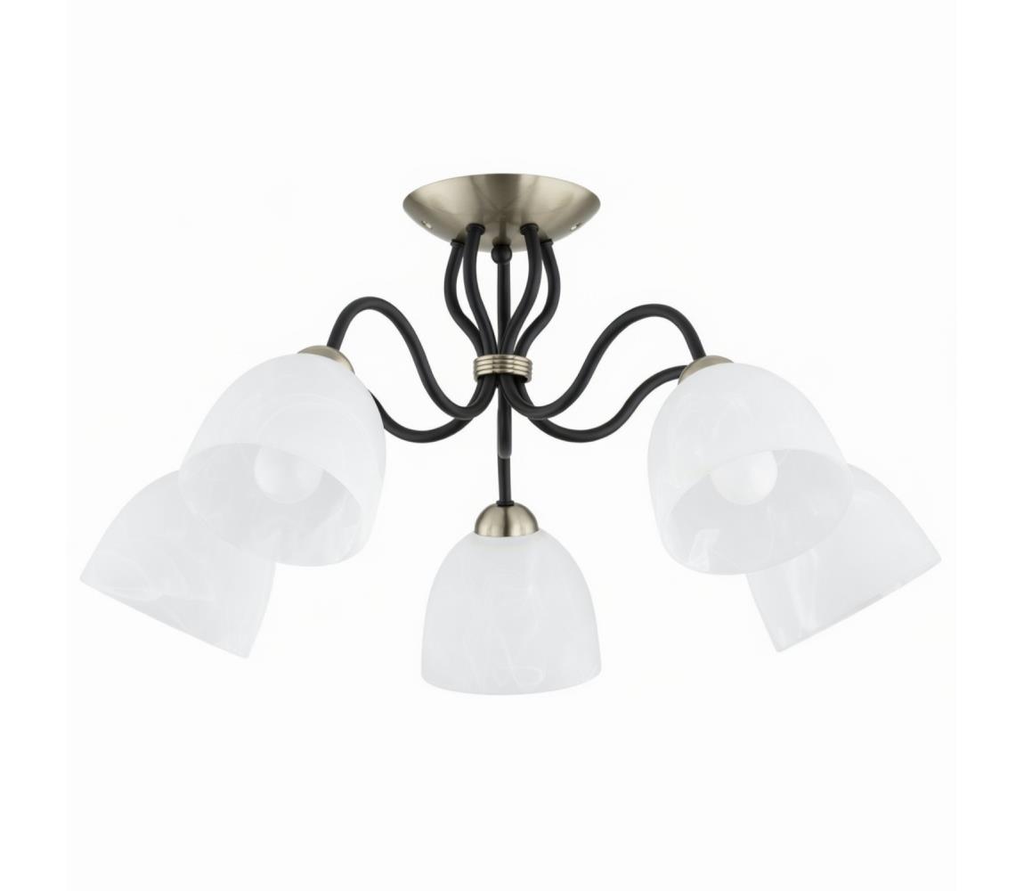 Prisadený luster ARIEL 5×E27/15W/230V mosadz/čierna 63428