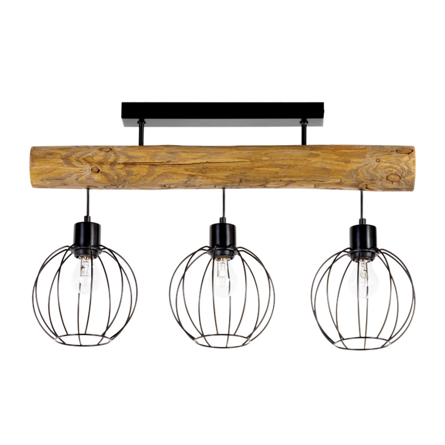 Prisadený luster BERIS 3xE27/25W/230V borovica