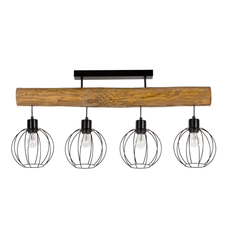 Prisadený luster BERIS 4xE27/25W/230V borovica