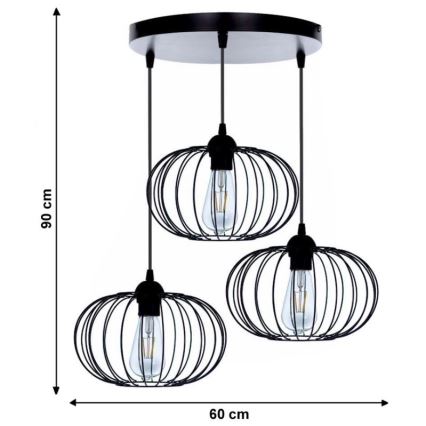 Prisadený luster BOCCA 3xE27/60W/230V