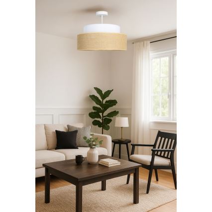 Prisadený luster BOHO 1xE27/60W/230V biela/béžová