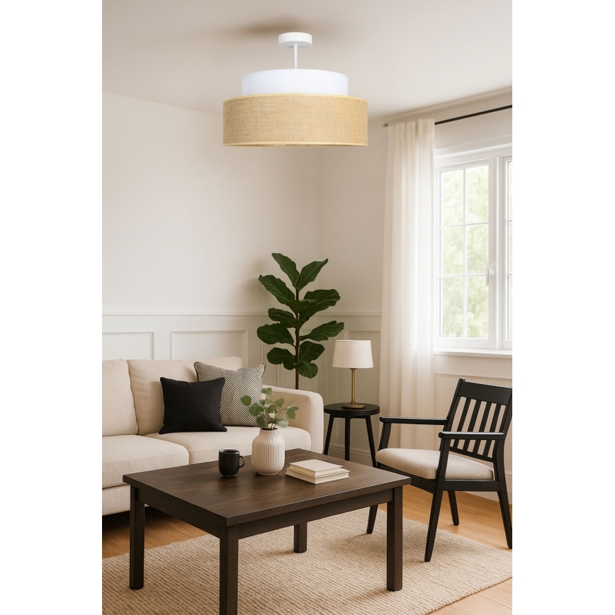 Prisadený luster BOHO 1xE27/60W/230V biela/béžová