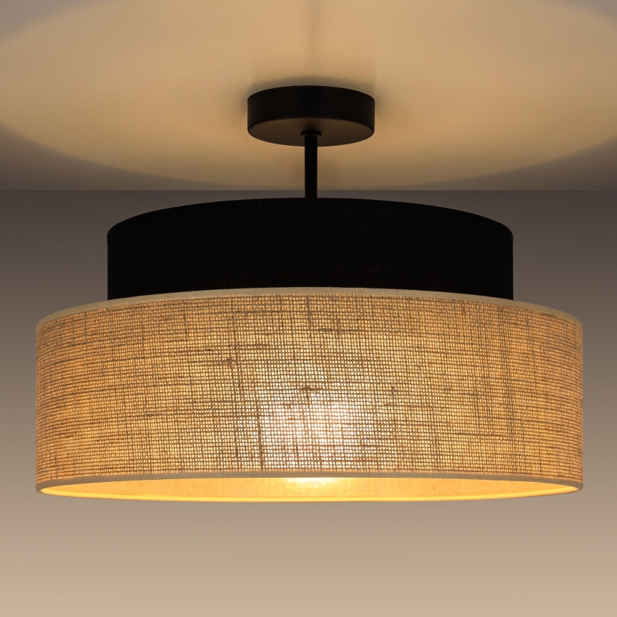Prisadený luster BOHO 1xE27/60W/230V čierna/béžová