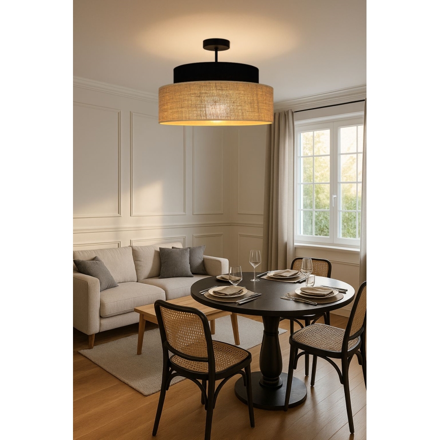 Prisadený luster BOHO 1xE27/60W/230V čierna/béžová