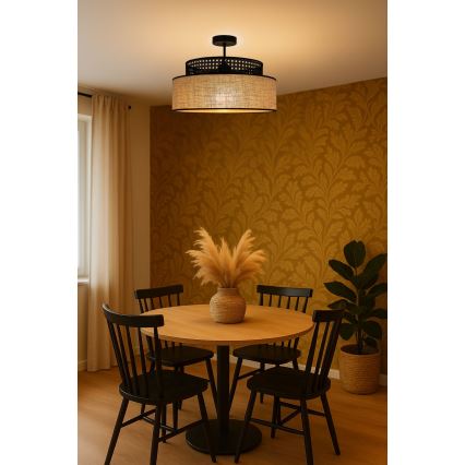 Prisadený luster BOHO 1xE27/60W/230V čierna/ratan