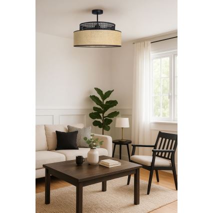 Prisadený luster BOHO 1xE27/60W/230V čierna/ratan