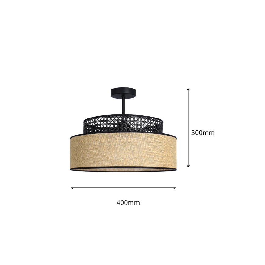 Prisadený luster BOHO 1xE27/60W/230V čierna/ratan