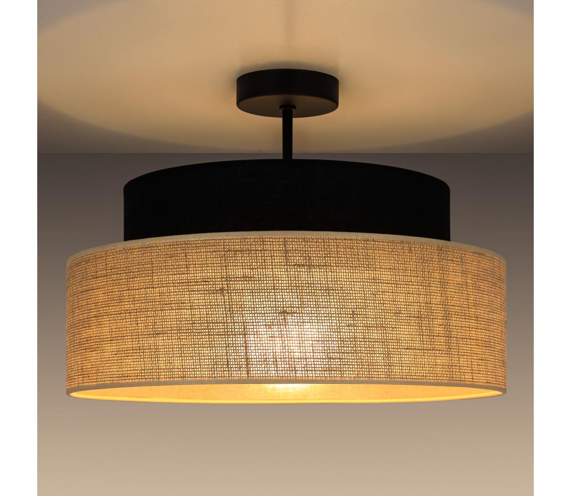 Prisadený luster BOHO 1xE27/60W/230V pr. 40 cm čierna/béžová 0683