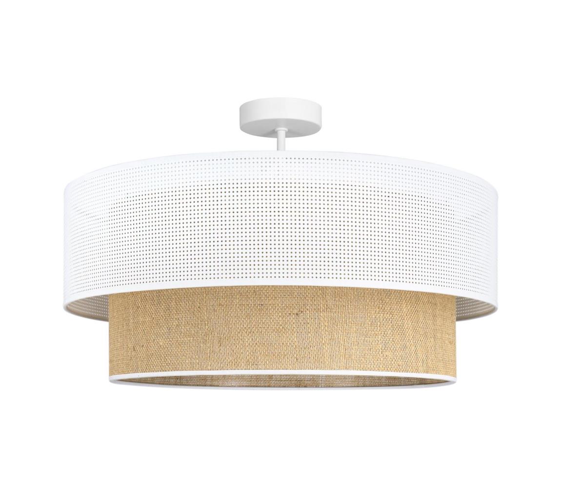 Prisadený luster BORHO 1xE27/60W/230V pr. 50 cm biela/juta 0378