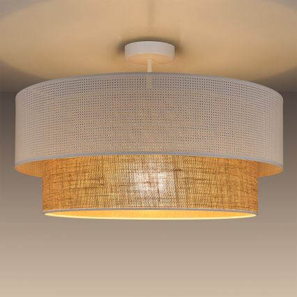 Prisadený luster BORHO 1xE27/60W/230V pr. 50 cm biela/juta