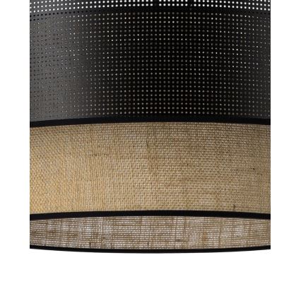 Prisadený luster BORHO 1xE27/60W/230V pr. 50 cm čierna/juta