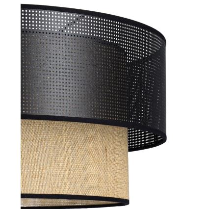 Prisadený luster BORHO 1xE27/60W/230V priemer 40 cm čierna/juta