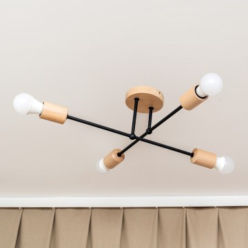 Prisadený luster CAMBRIDGE 4xE27/15W/230V borovica