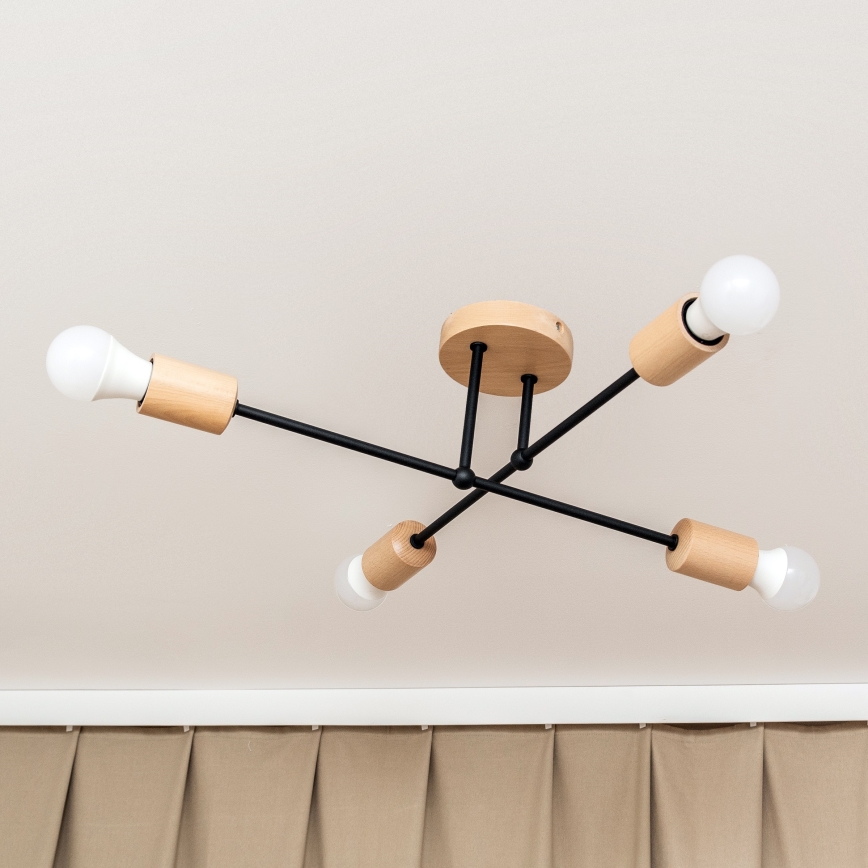 Prisadený luster CAMBRIDGE 4xE27/15W/230V borovica