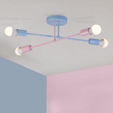 Prisadený luster CAMBRIDGE 4xE27/15W/230V modrá/ružová