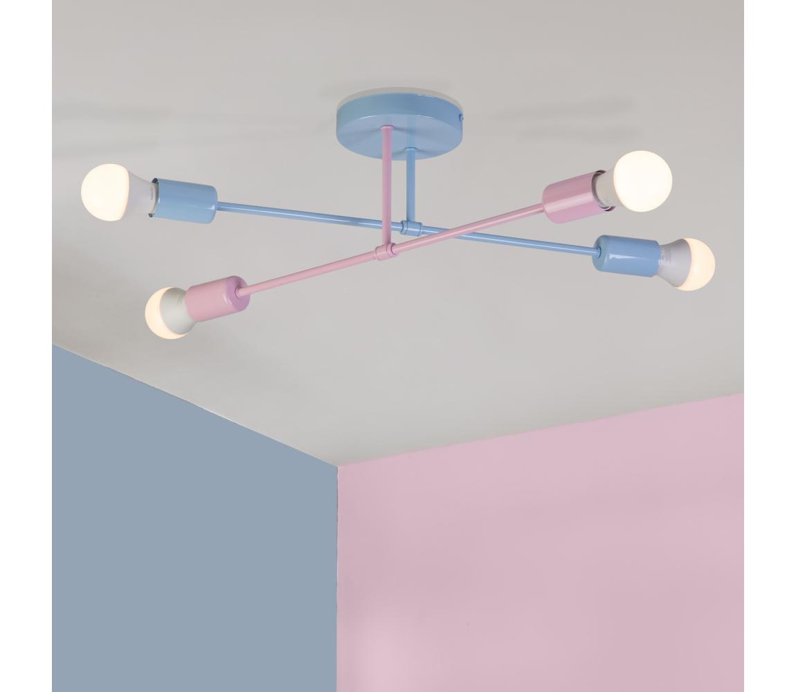 Prisadený luster CAMBRIDGE 4xE27/15W/230V modrá/ružová W-2022/4 LBL+LPK