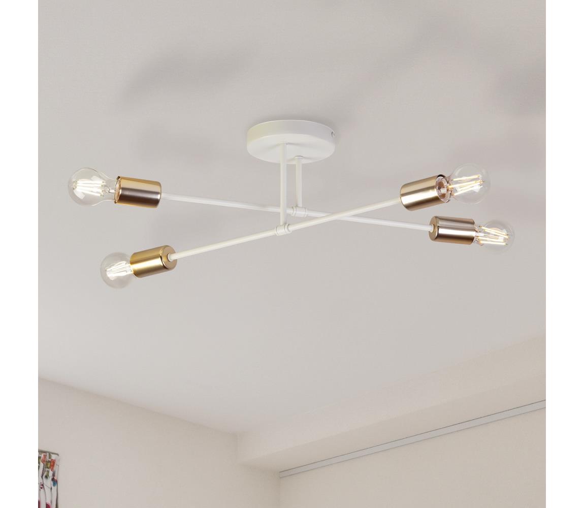 Prisadený luster CAMBRIDGE 4xE27/15W/230V mosadz/biela W-2022/4 SAND+GO MAT