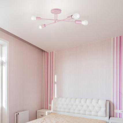 Prisadený luster CAMBRIDGE 4xE27/15W/230V ružová
