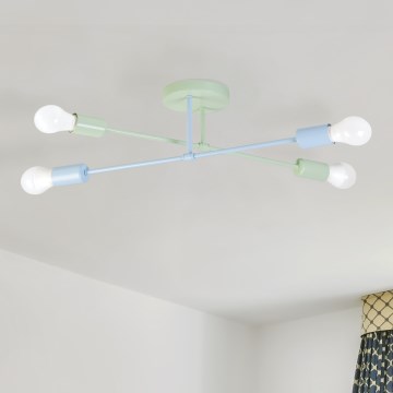 Prisadený luster CAMBRIDGE 4xE27/15W/230V zelená/modrá