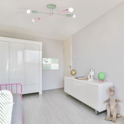 Prisadený luster CAMBRIDGE 4xE27/15W/230V zelený/ružový