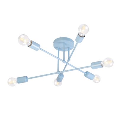 Prisadený luster CAMBRIDGE 6xE27/15W/230V modrý